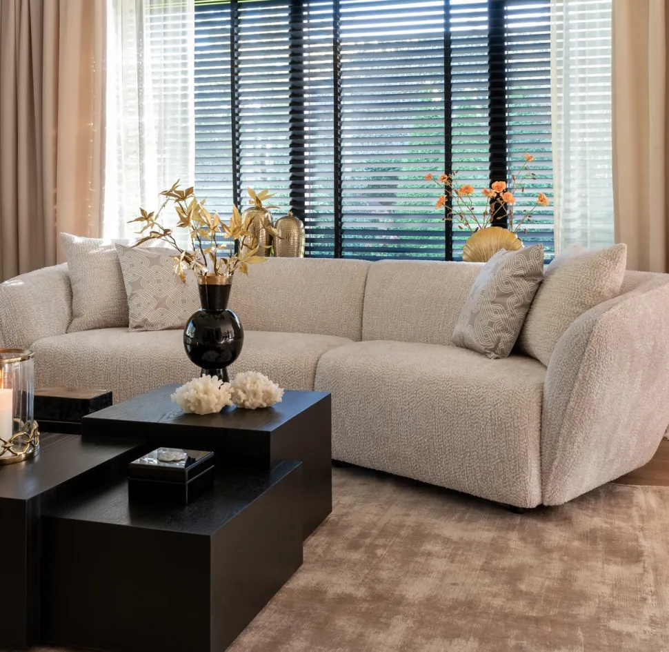 Bank Armand Chenille, 282cm, kleur Crème