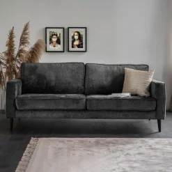 Bank Paulette 4-zits, Chenille, kleur Donkergrijs