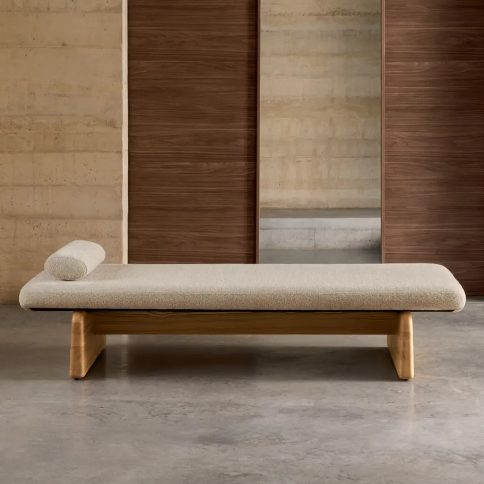 Bank Topaz Chenille en essenhout, 200cm