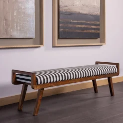 Bankje Valo Stof en acaciahout, 157cm