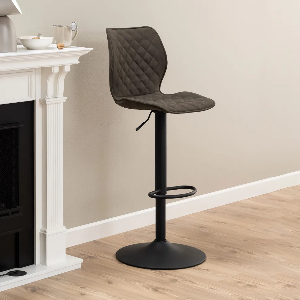 Barkruk Algot PU, kleur Antraciet (zithoogte 60-80cm)