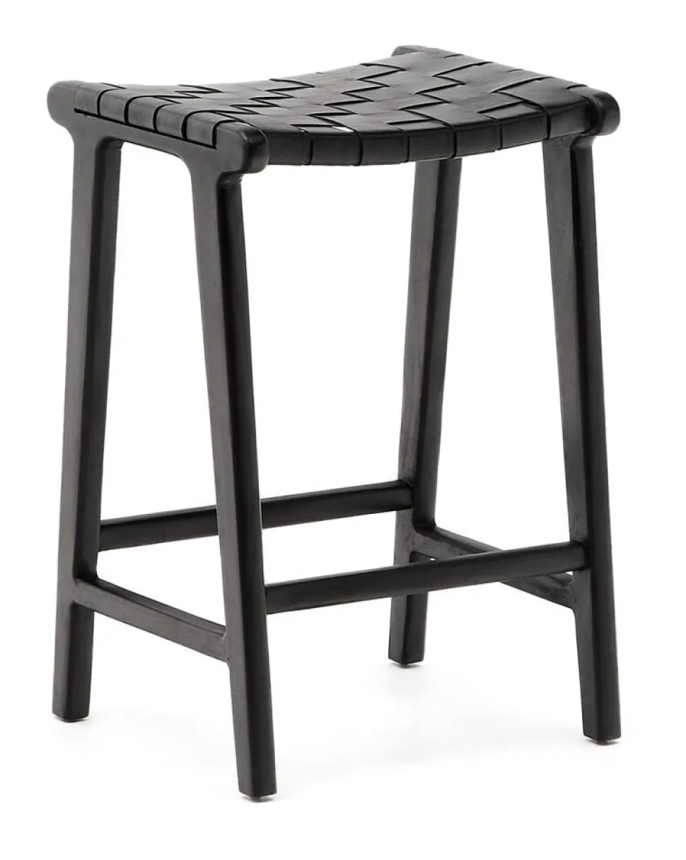 Barkruk Calixta Hout en Leder (zithoogte 67cm)