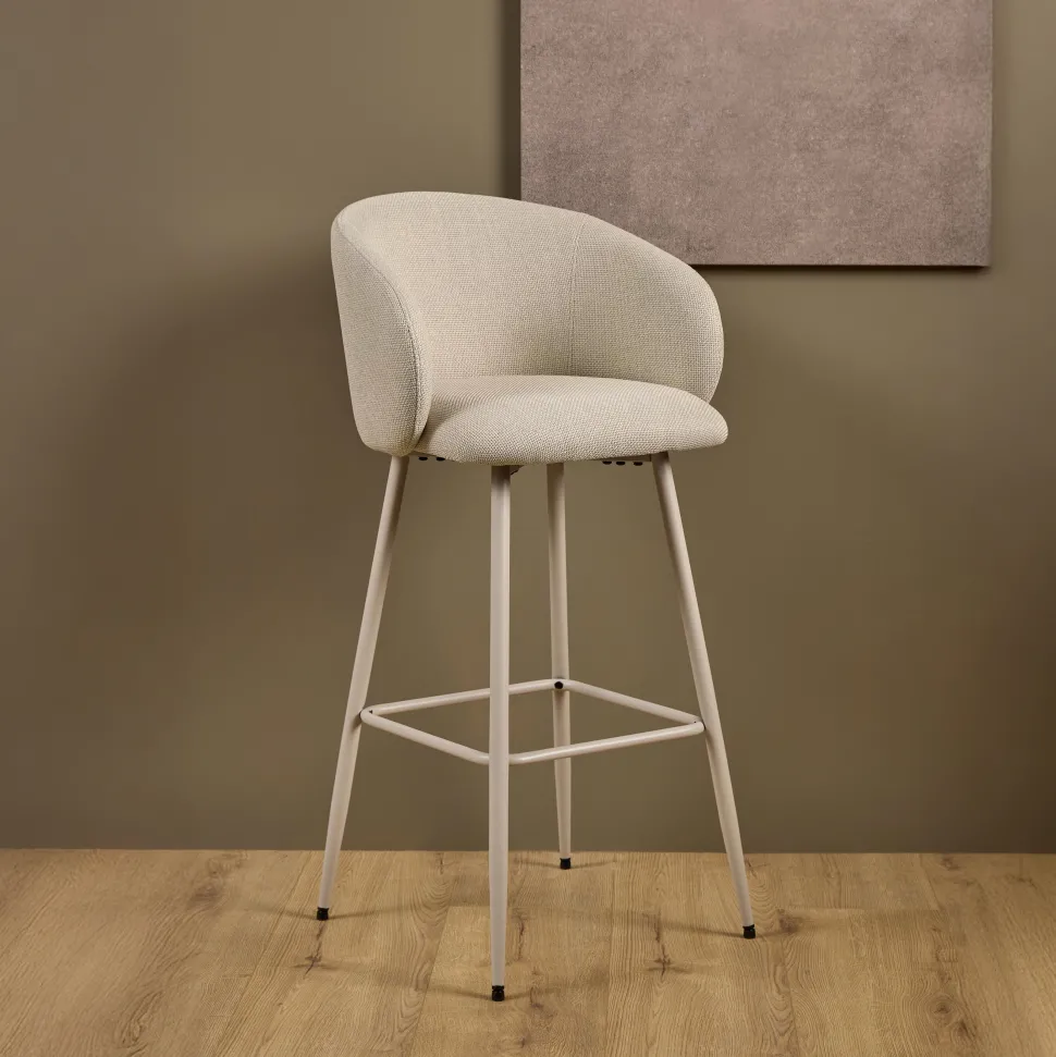 Barkruk Cristi Stof, kleur Beige (zithoogte 78cm)