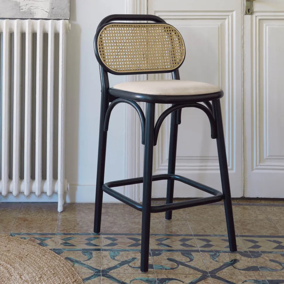 Barkruk Doriane Eikenhout en Rotan (zithoogte 65cm)