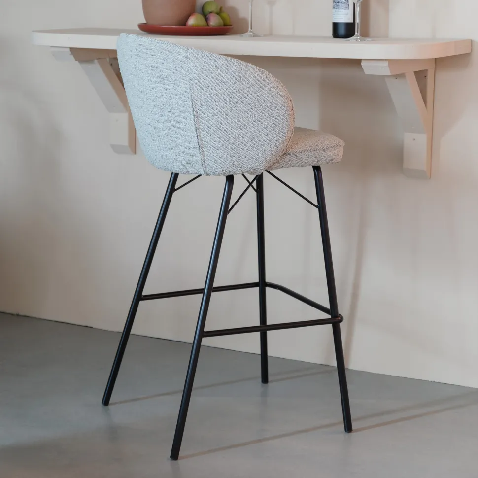 Barkruk Jacquelyne Bouclé, kleur Beige (zithoogte 75cm)