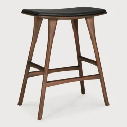 Barkruk Osso Hout en Leder (zithoogte 67cm)