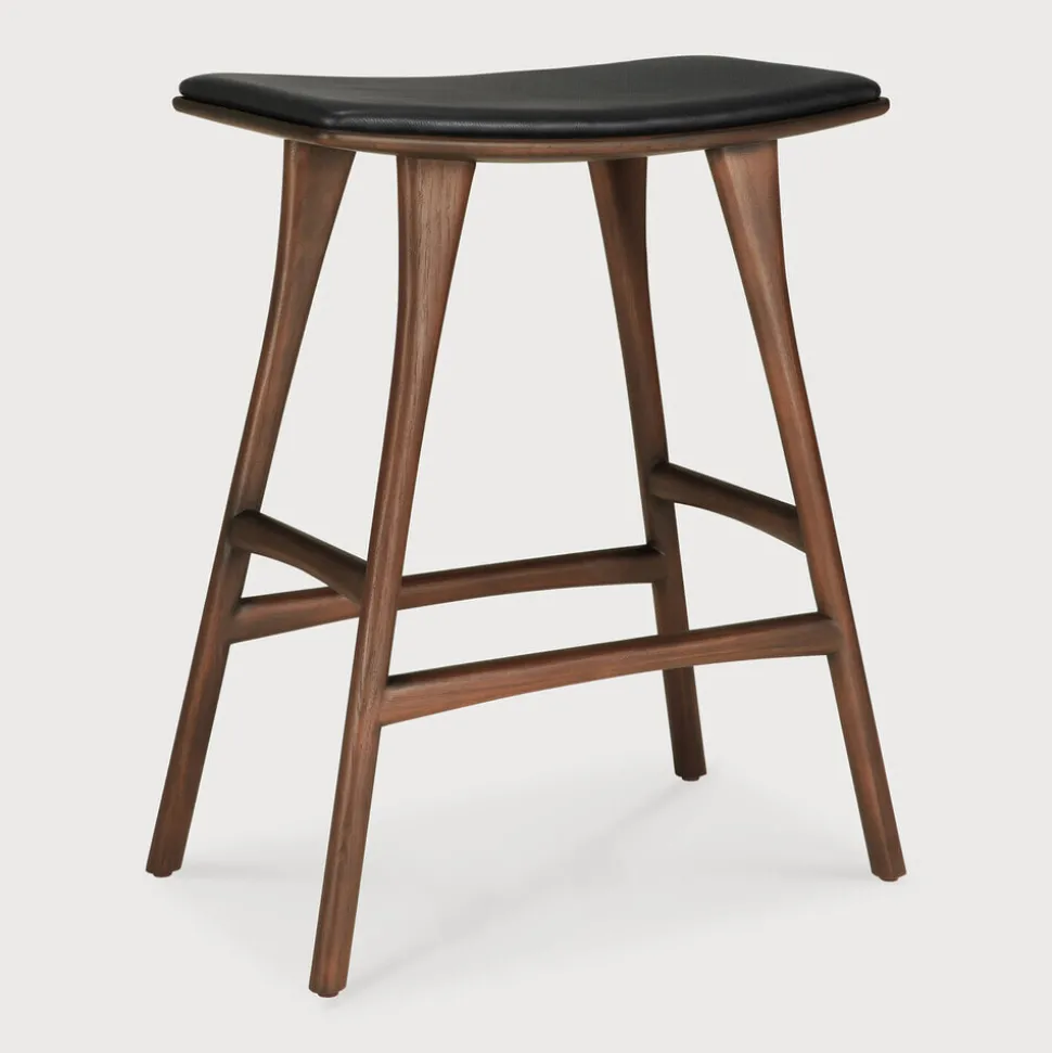 Barkruk Osso Hout en Leder (zithoogte 67cm)