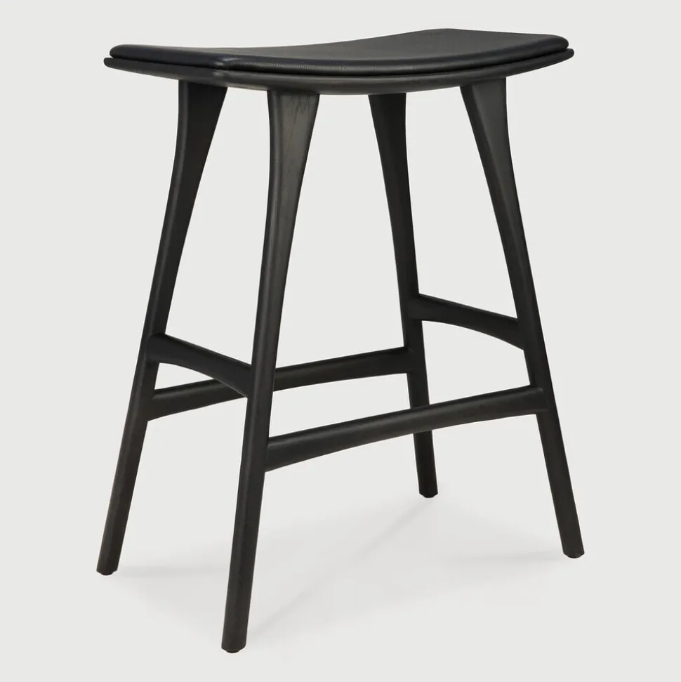 Barkruk Osso Hout en Leder (zithoogte 67cm)