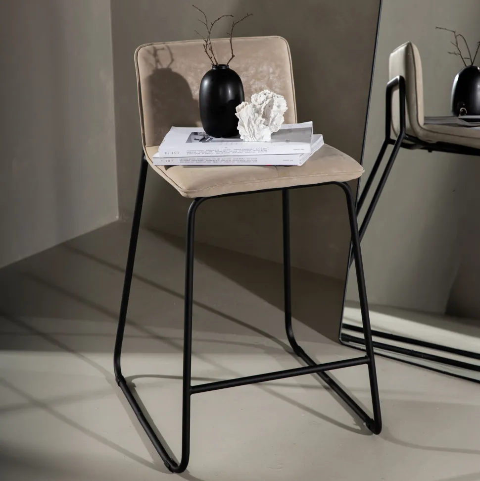 Barkruk Sheridan Microvezel, kleur Beige (zithoogte 64cm)