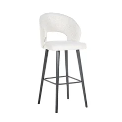 Barstoel Savoy Bouclé, kleur Wit (zithoogte 82cm)