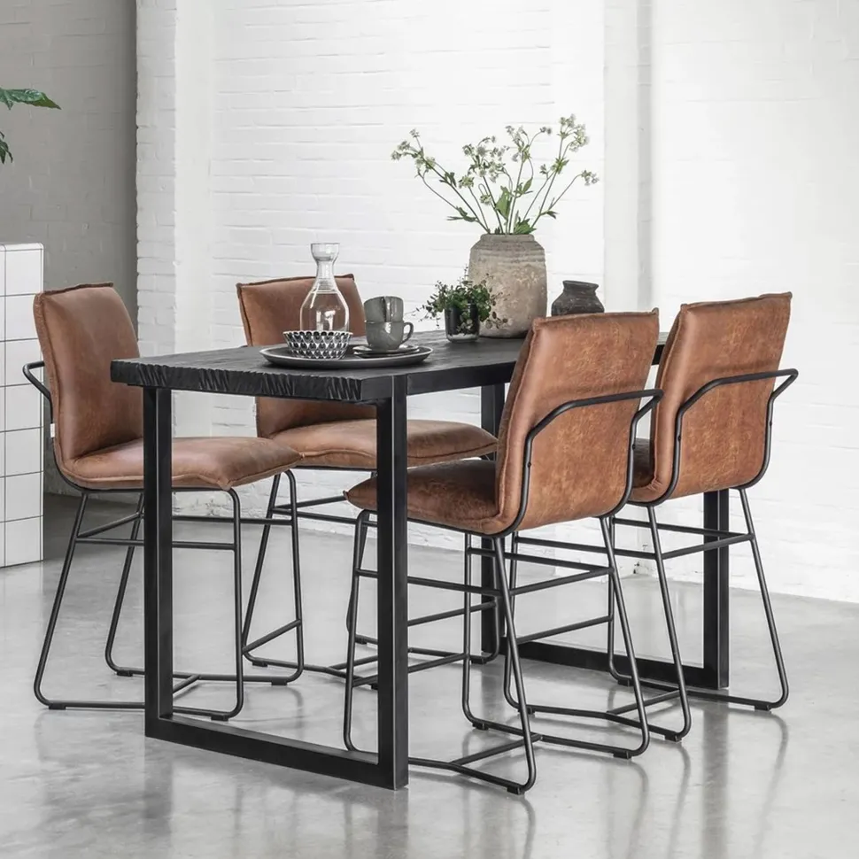 Bartafel Beam Teakhout 150 x 80cm, kleur Zwart