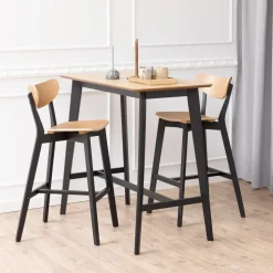 Bartafel Torkil Eiken met zwart onderstel, 120 x 60cm