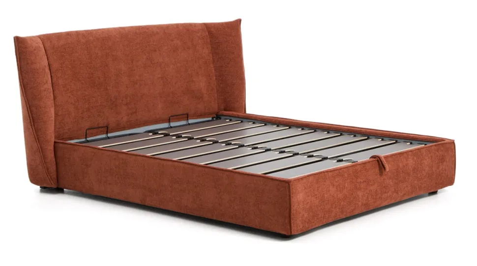 Bed Arvian Met uitklapbare bedbodem, kleur Terracotta