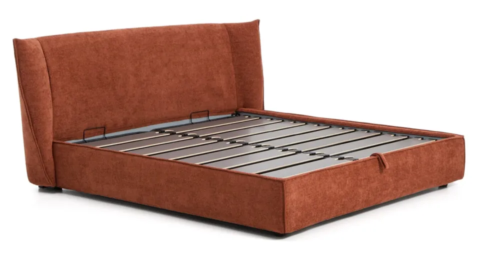 Bed Arvian Met uitklapbare bedbodem, kleur Terracotta