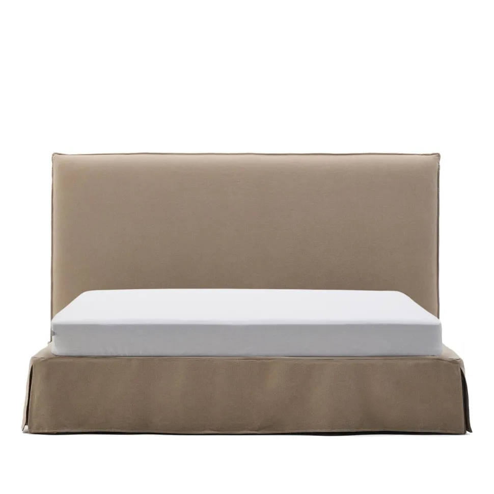 Bed Jaira Linnenmix, kleur Taupe