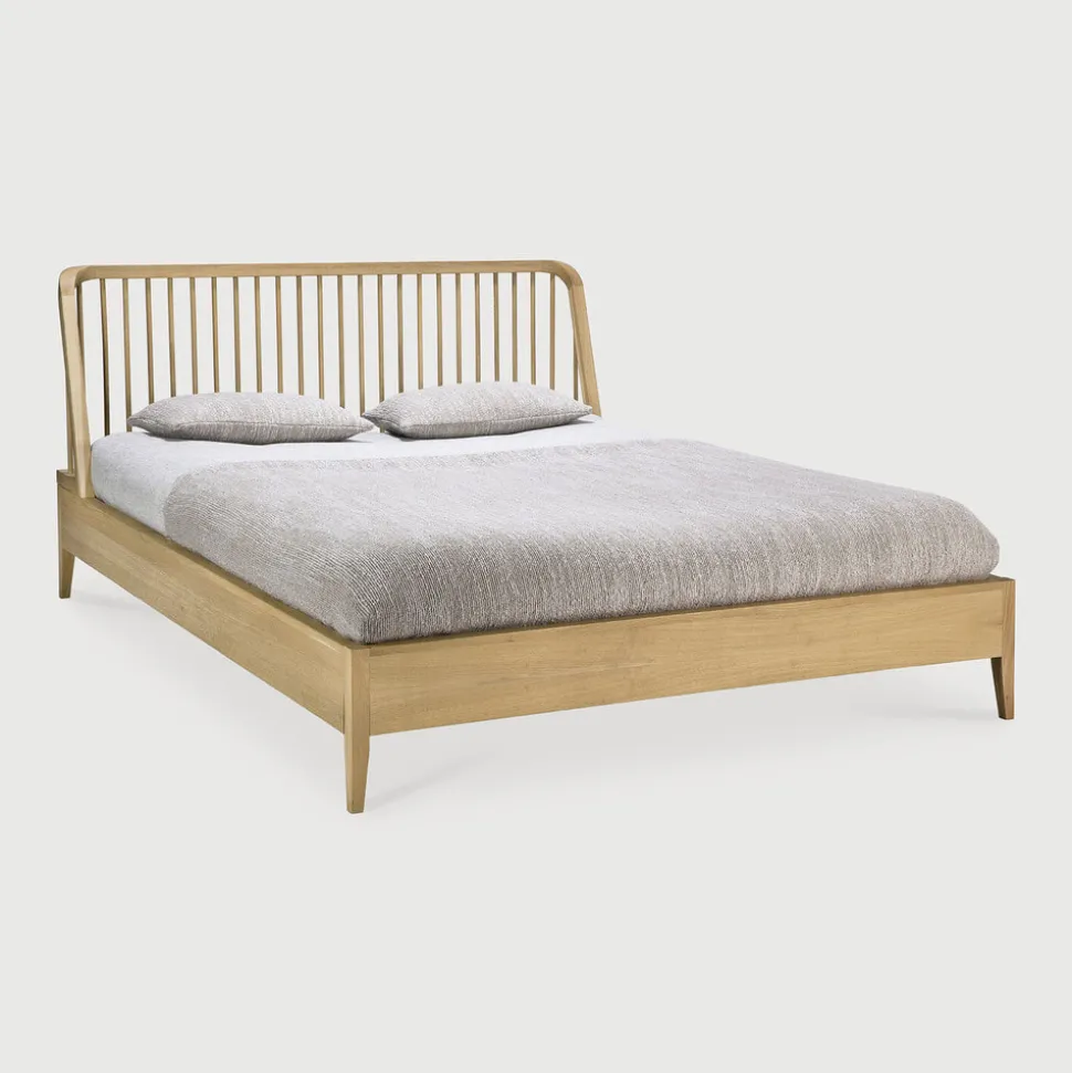 Bed Spindle Geolied Eikenhout, kleur Naturel