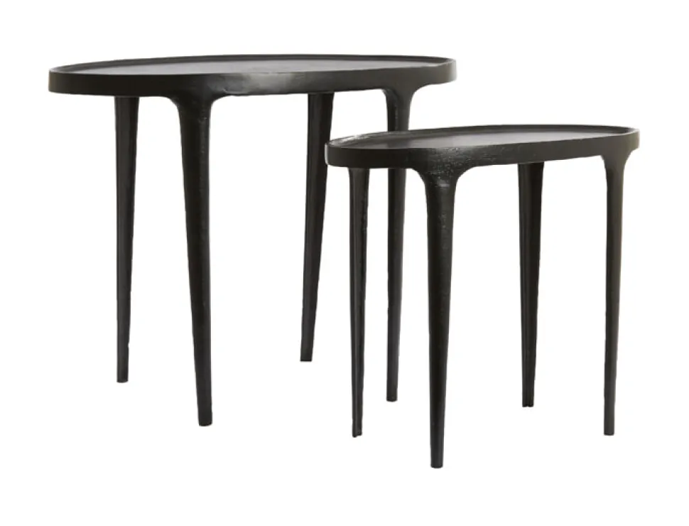 Bijzettafel Arica Set van 2 stuks, kleur Mat Zwart