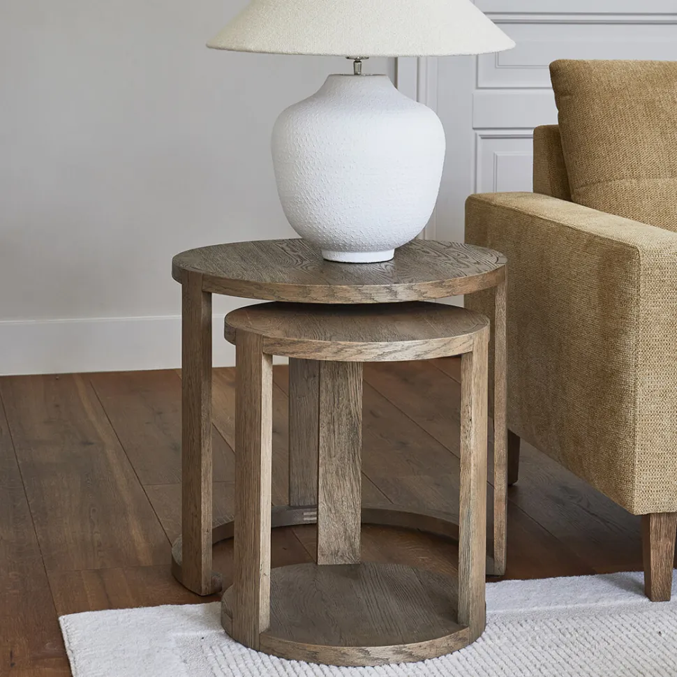 Bijzettafel Astoria Eikenhout, Set van 2 stuks