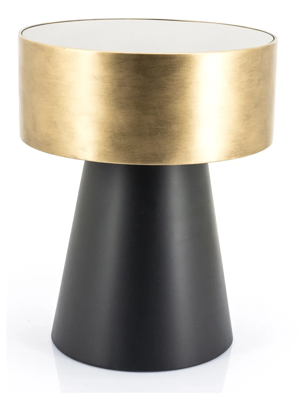 Bijzettafel Bunga 40cm zwart/goud met glazen blad