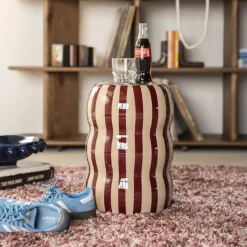 Bijzettafel Candice 28cm, kleur Beige/Burgundy