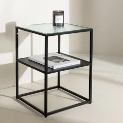 Bijzettafel Ebonie Glas, 40 x 40cm