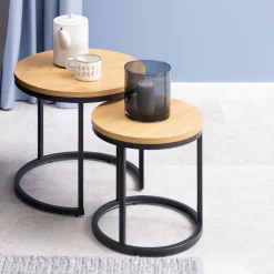 Bijzettafel Flemming Eiken, Set van 2 stuks