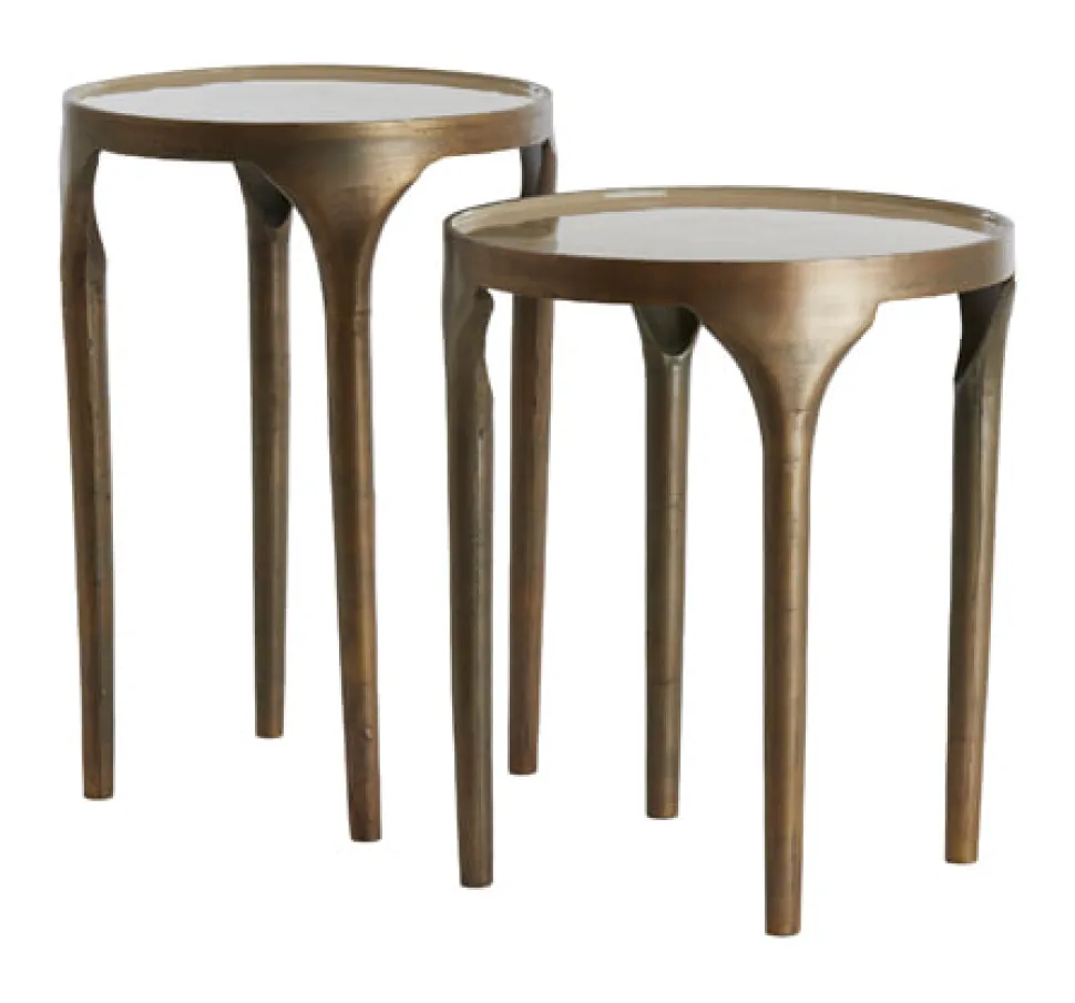 Bijzettafel Lapaz Set van 2 stuks, kleur Antiek Brons/Taupe