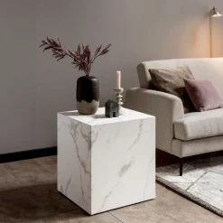 Bijzettafel Marlenne Marmerlook, 45 x 45cm