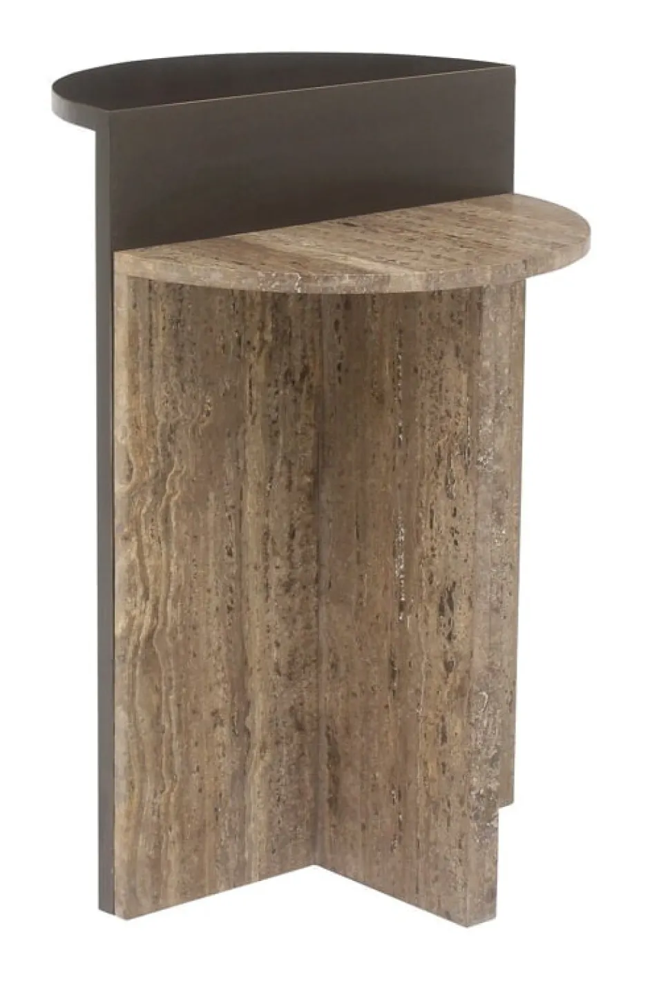 Bijzettafel Russo Travertin en brass, 40cm