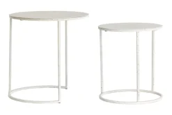 Bijzettafel Sadar Set van 2 stuks, kleur Wit/Lichtgrijs