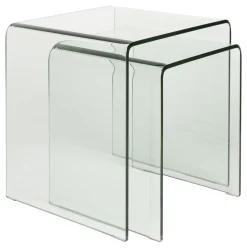 Bijzettafel Vetro Glas, Set van 2 stuks