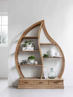 Boekenkast Drop Teakhout, 132 x 185cm