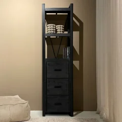 Boekenkast Norris Mangohout en staal, 200 x 55cm