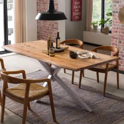 Boomstam Eettafel Raynaldo Acaciahout, kleur Zilver