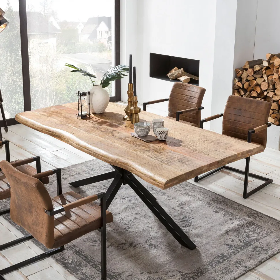Boomstam Eettafel Rochelle Mangohout, kleur Zwart