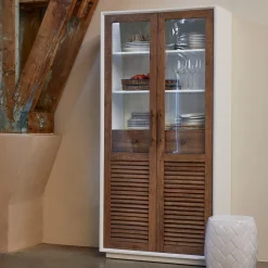 Buffetkast Lake House Eikenhout en glas, 205 x 100cm