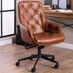 Bureaustoel Joellyn PU leer, kleur Bruin