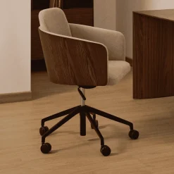 Bureaustoel Madai Chenille en essen, kleur Bruin