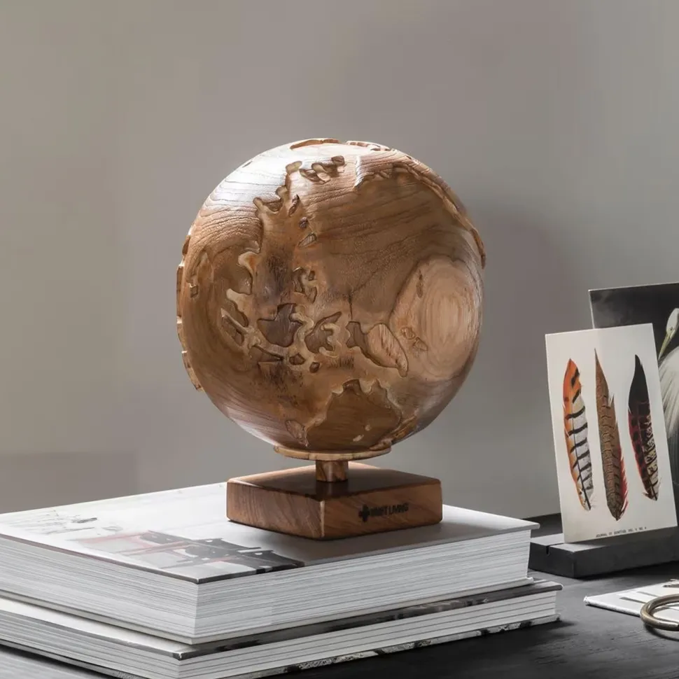 Decoratie Wereldbol Teakhout