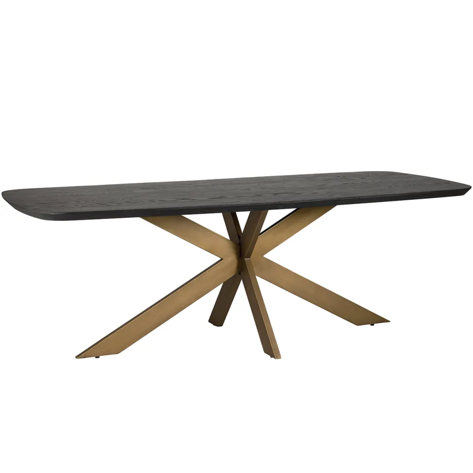 Deens Ovale Eettafel Cambon Eiken en Metaal, kleur Dark Coffee