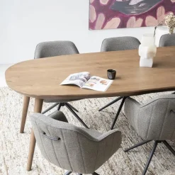 Deens Ovale Eettafel Elijah Eiken, kleur Bruin