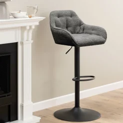 Draaibare Barkruk Loren Bouclé (zithoogte 63-84cm)