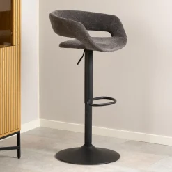 Draaibare Barkruk Pia Chenille (zithoogte 59-80cm)