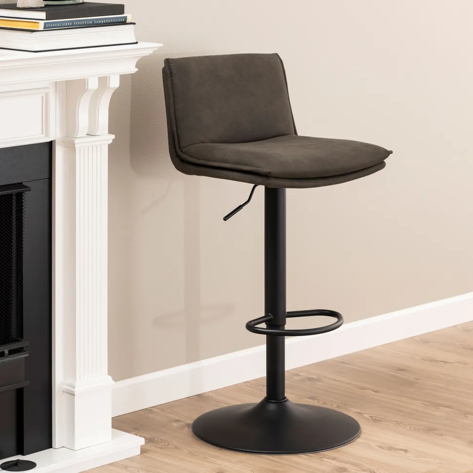 Draaibare Barkruk Ulysses PU, kleur Antraciet (zithoogte 68-89cm)