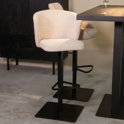 Draaibare Barkruk Wave Bouclé, kleur Naturel (zithoogte 56-82cm)