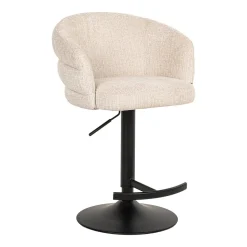 Draaibare Barstoel Nikki Chenille, kleur Beige (zithoogte 61-86cm)