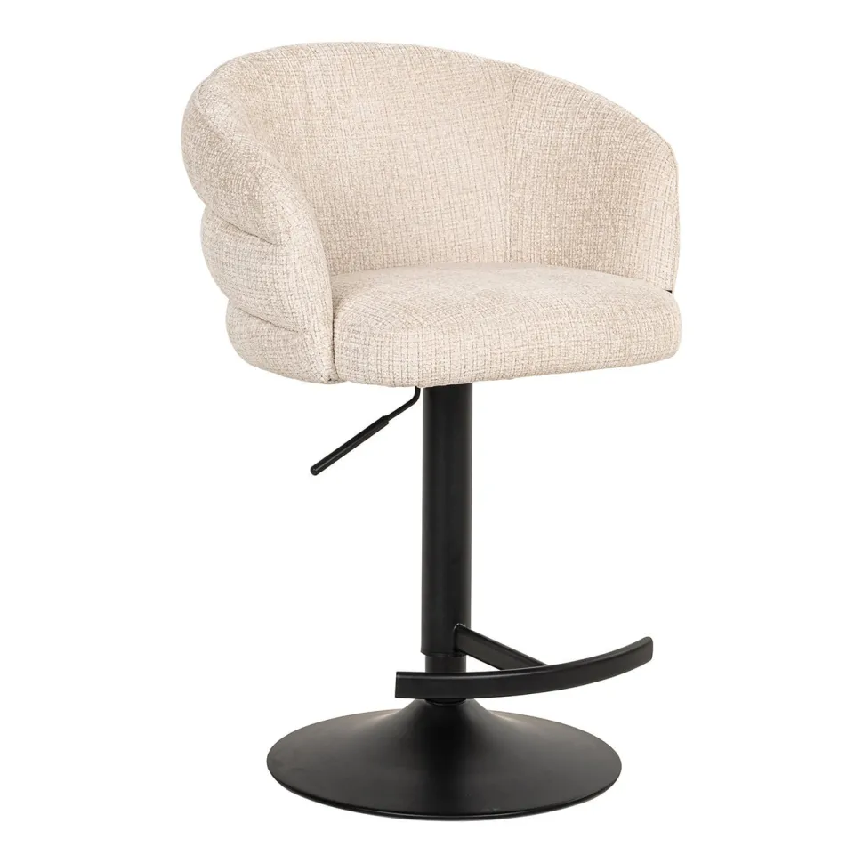 Draaibare Barstoel Nikki Chenille, kleur Beige (zithoogte 61-86cm)