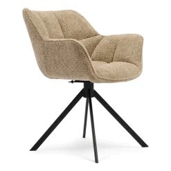 Draaibare Eetkamerstoel Carnaby Chenille, kleur Soft Walnut
