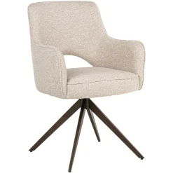 Draaibare Eetkamerstoel Ginerva Bouclé, kleur Crème