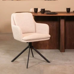 Draaibare Eetkamerstoel Joy Bouclé, kleur Naturel